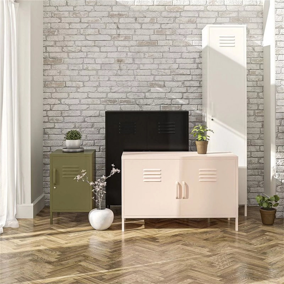 2 Door Metal Storage Cabinet in Pink R737076