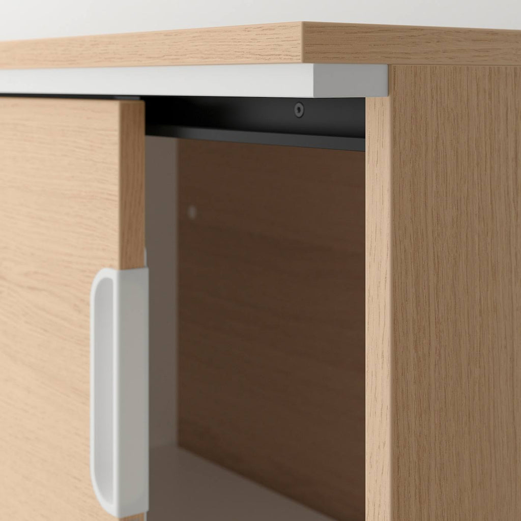 White Stained Oak Veneer Cabinet with Sliding Doors K1998