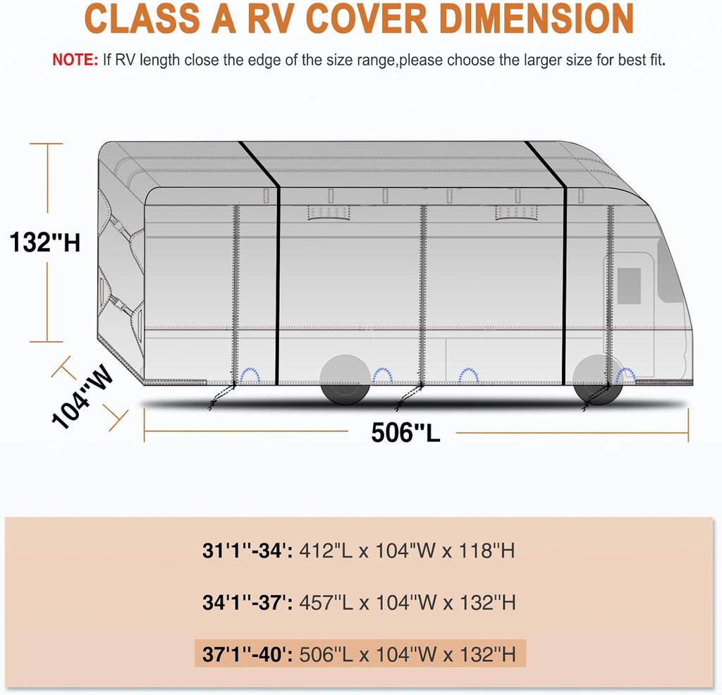 5 Layers Heavy Duty RV Cover for 38'-42' Motorhome F56053