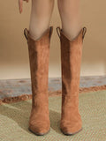Pointed Toe Thick Heel Stacked Boots M4823