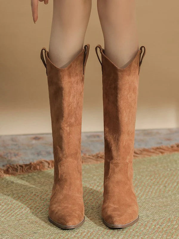 Pointed Toe Thick Heel Stacked Boots M4823