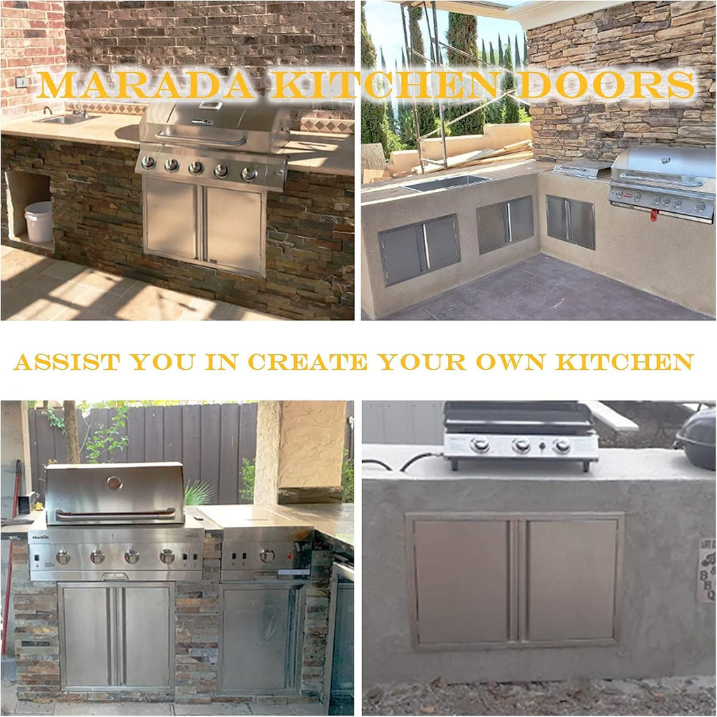 29.5W x 22H Inch Stainless Steel Outdoor Kitchen Doors N1902