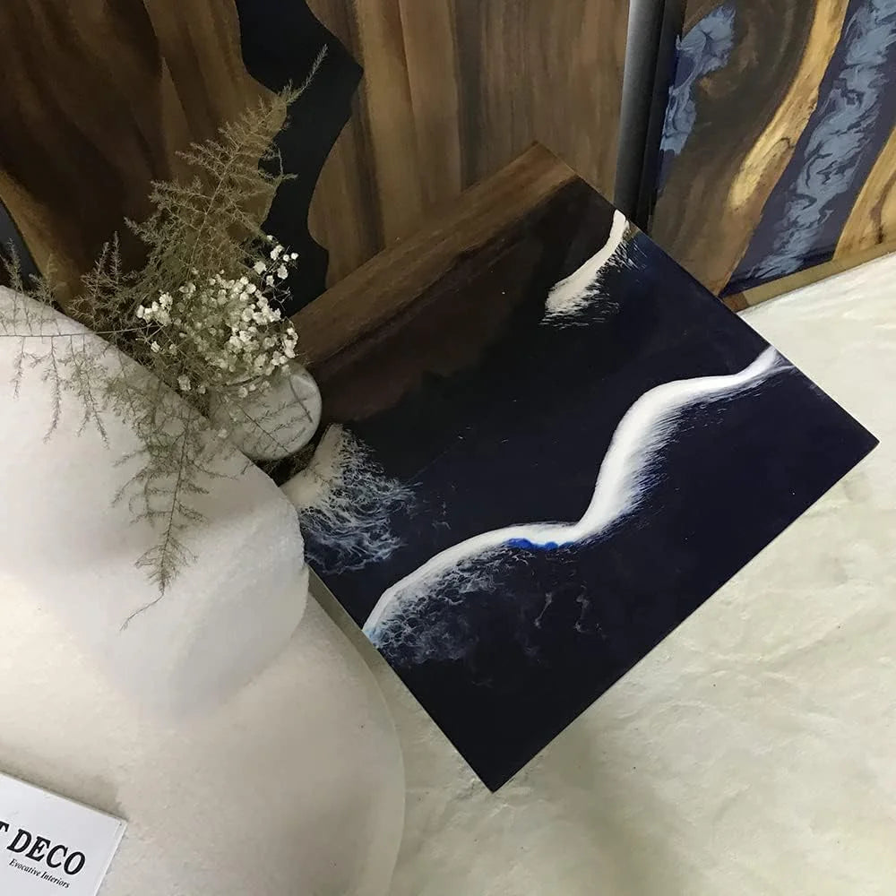 Natural Edge Wood Resin River Coffee Table Hairpin Legs Z34465