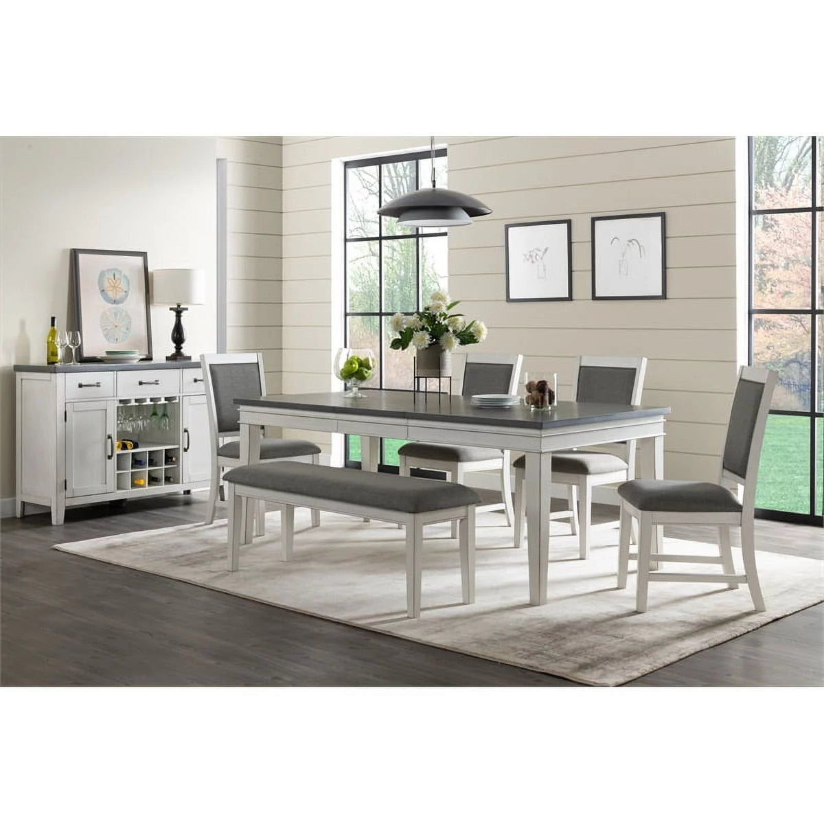 4-Piece Dining Table Bench and Chairs Set U197271