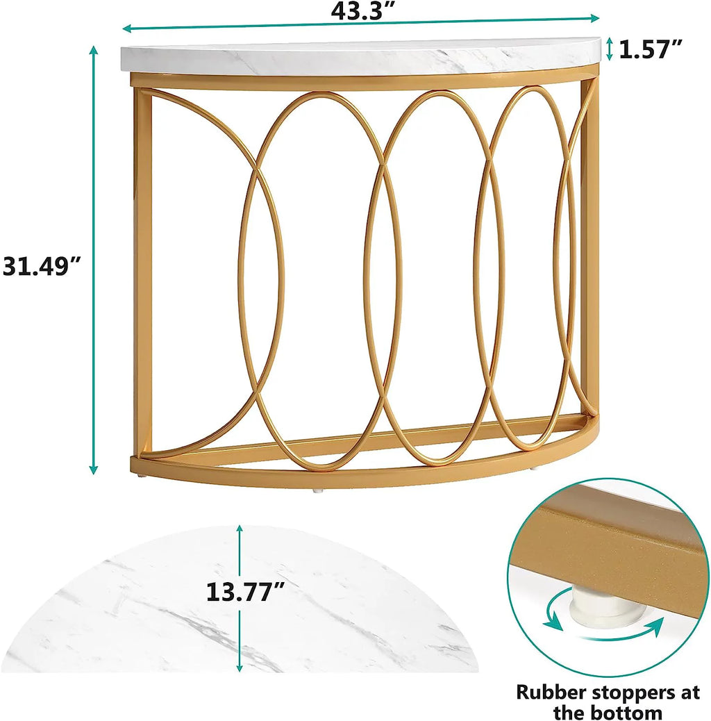 Gold Faux Marble Console Table B1290