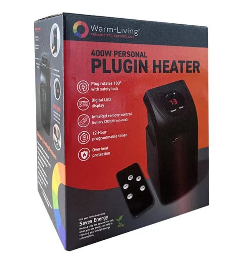 400W Programmable Plugin Heater with Remote, Black C82706