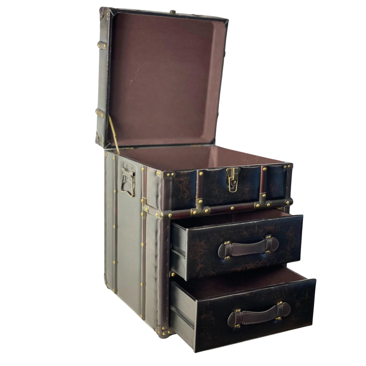 Leather And Wood Trunk Side Table X572506