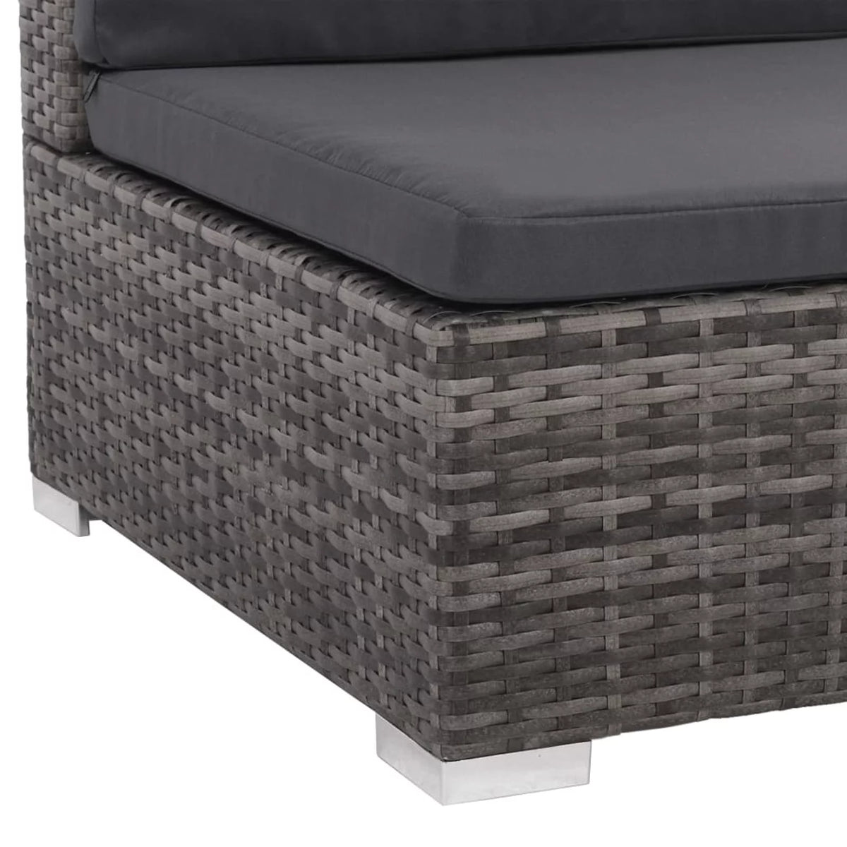 8 Piece Cushioned Gray Poly Rattan Sectional Sofa Set with Coffee Table P329