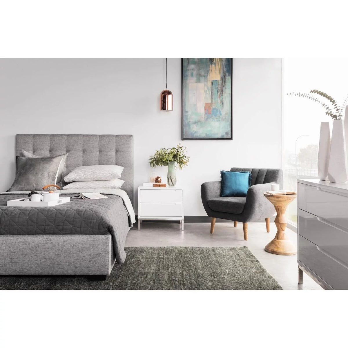 King Light Grey Fabric Storage Bed Y102