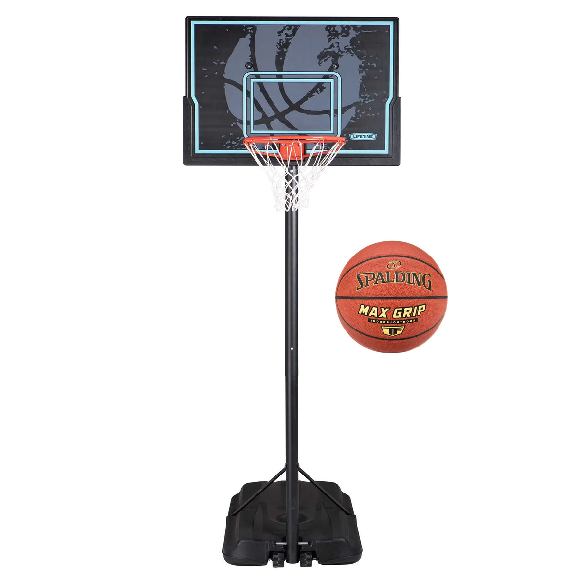 44 In. Adjustable Portable Basketball Hoop and 29.5 Basketball X8170