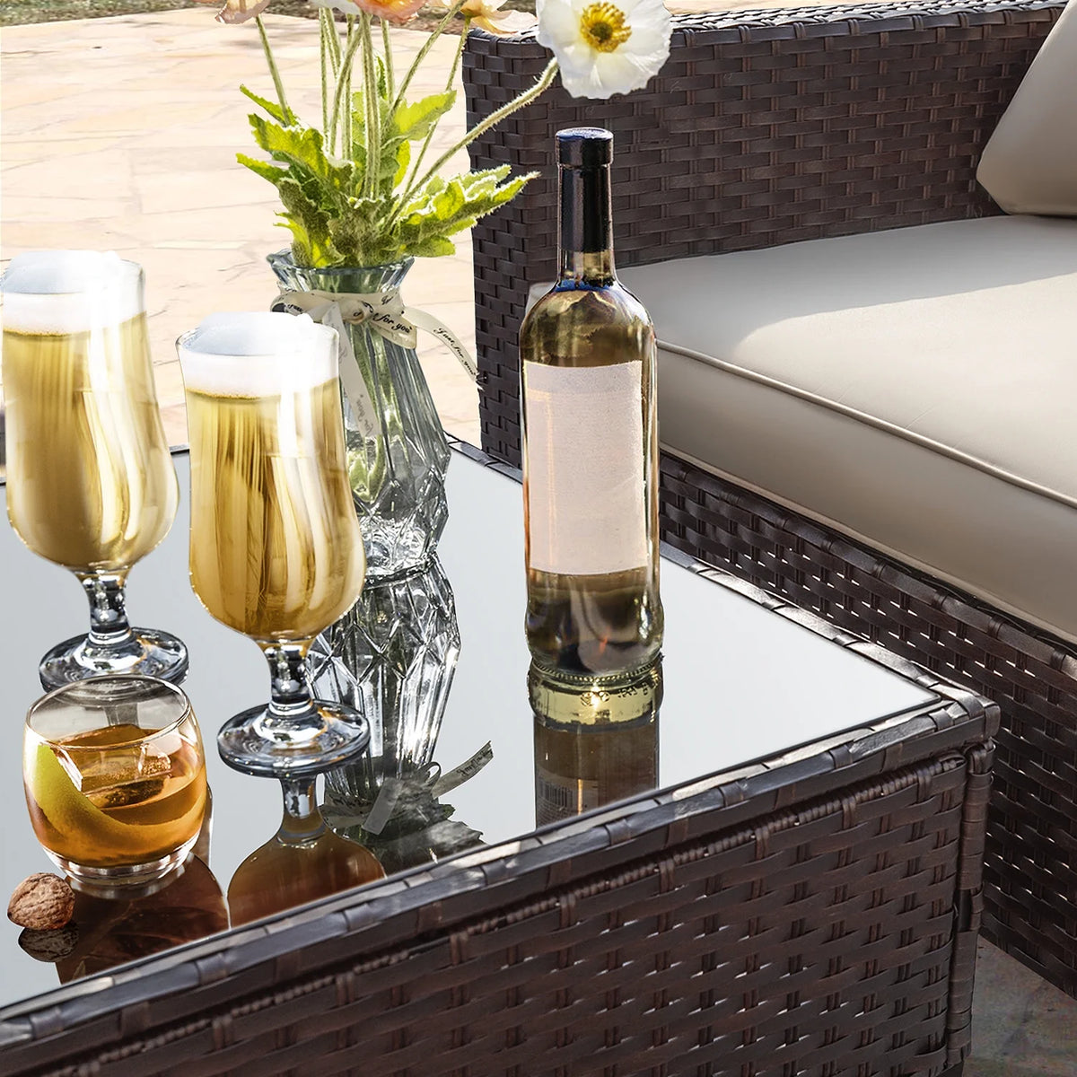 7 Pieces Wicker Rattan Sectional Sofa Set with Storage Box O4218