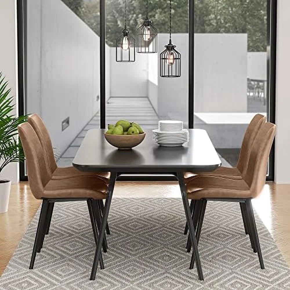 Faux Leather Dining Chairs Set of 2 with Metal Legs R21558