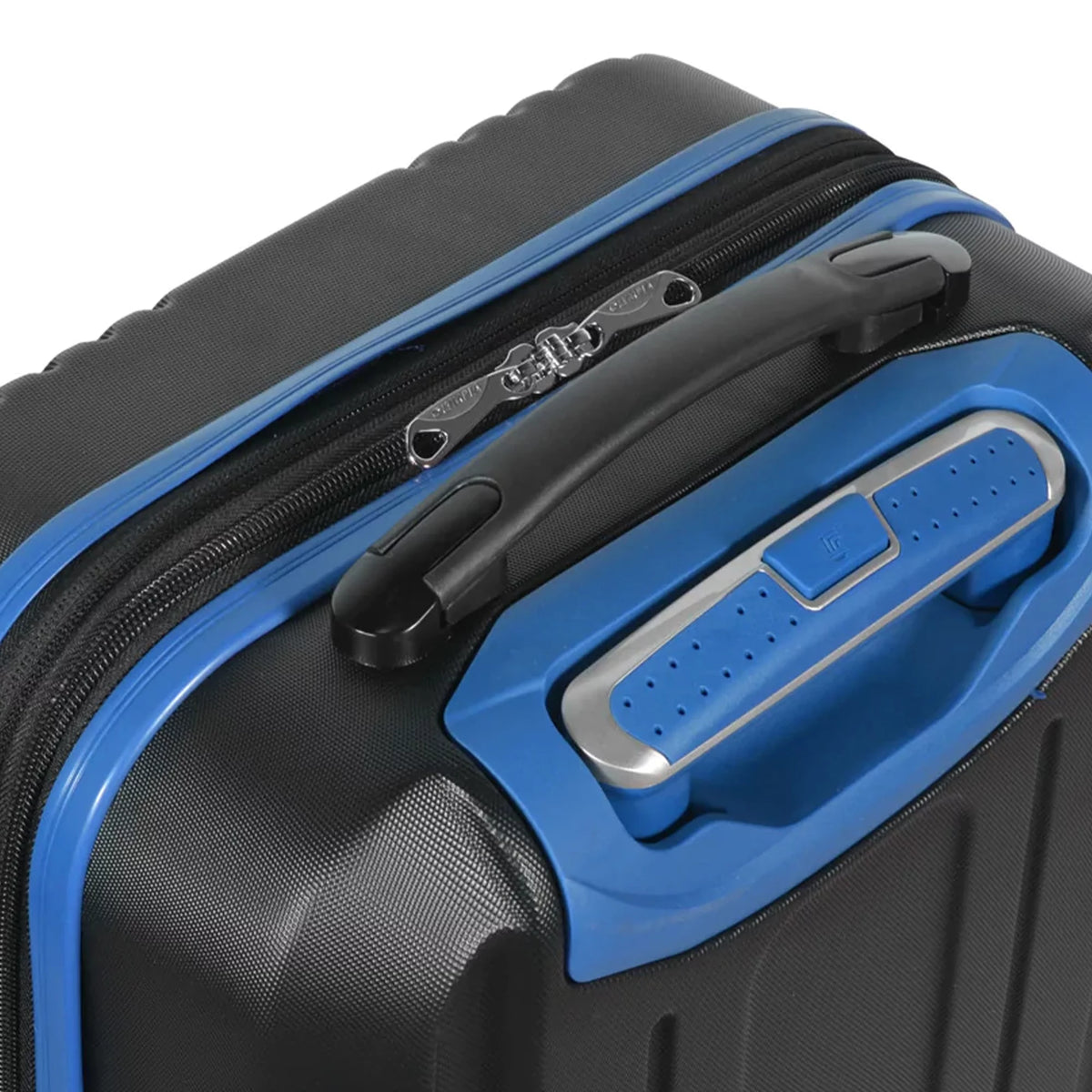 Expandable Hardside Carry-On Luggage Spinner Suitcase with Laptop Compartment, Black/Blue S54527
