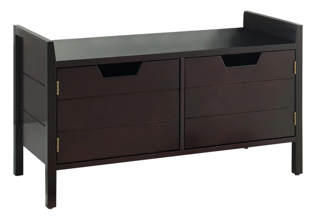 Espresso Wood Shoe Bench with Cabinet Storage Y740509