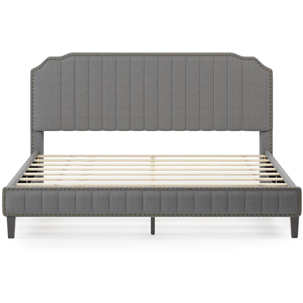 Linen Upholstered King Platform Bed F713058