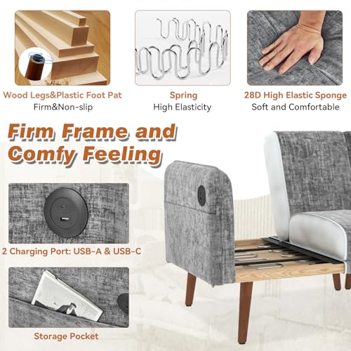 Grey Chenille 2 Seat Loveseat Sofa P502997