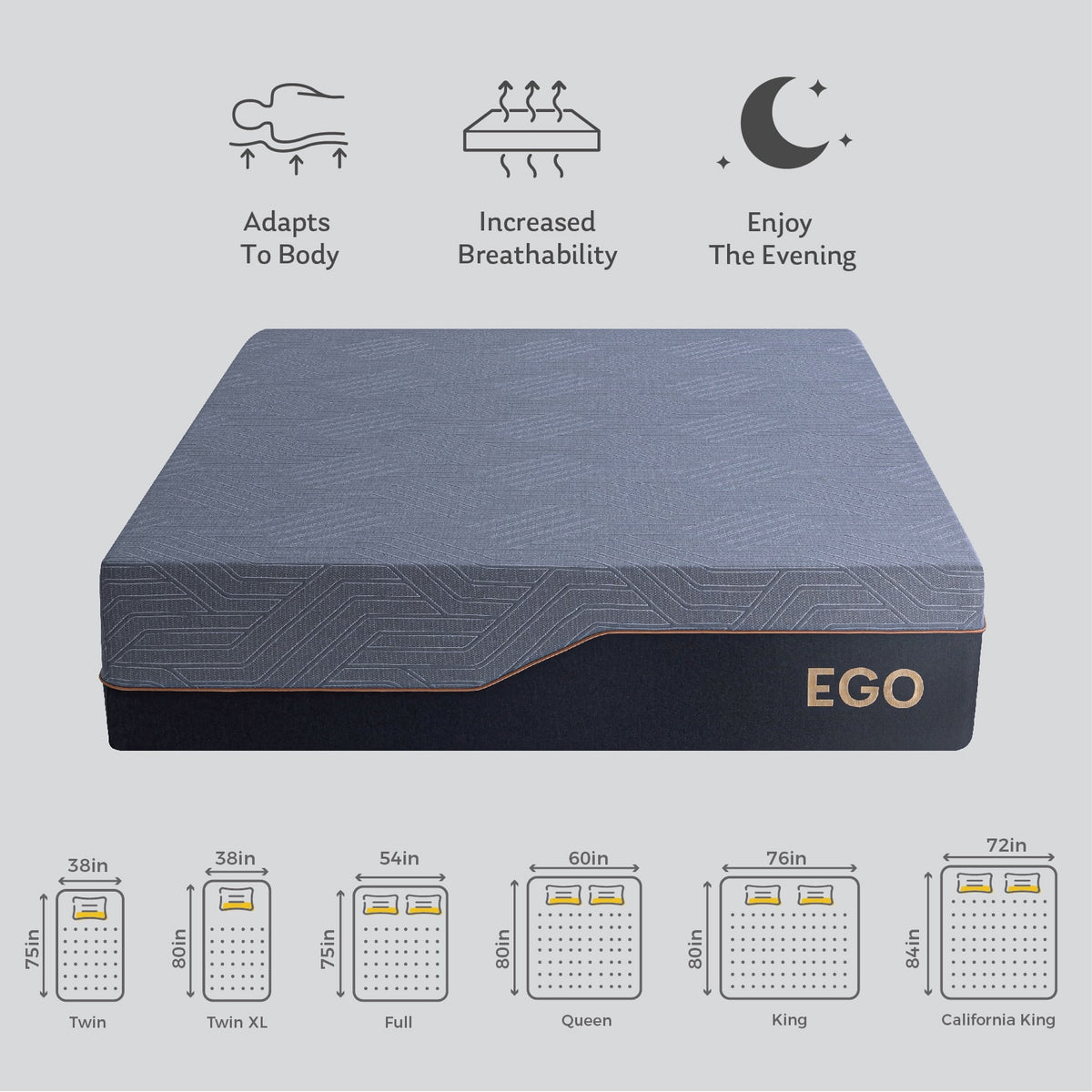 Black 14 inch Queen Memory Foam Mattress V612577