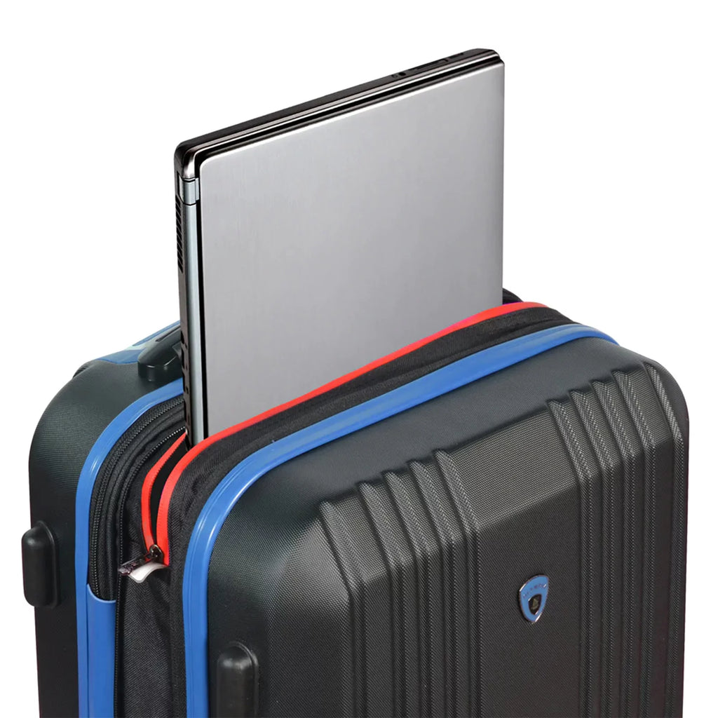 Expandable Hardside Carry-On Luggage Spinner Suitcase with Laptop Compartment, Black/Blue S54527