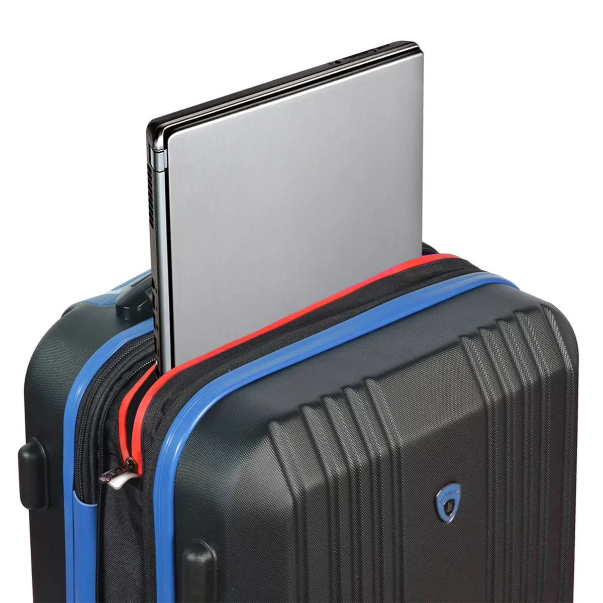 Expandable Hardside Carry-On Luggage Spinner Suitcase with Laptop Compartment, Black/Blue S54527