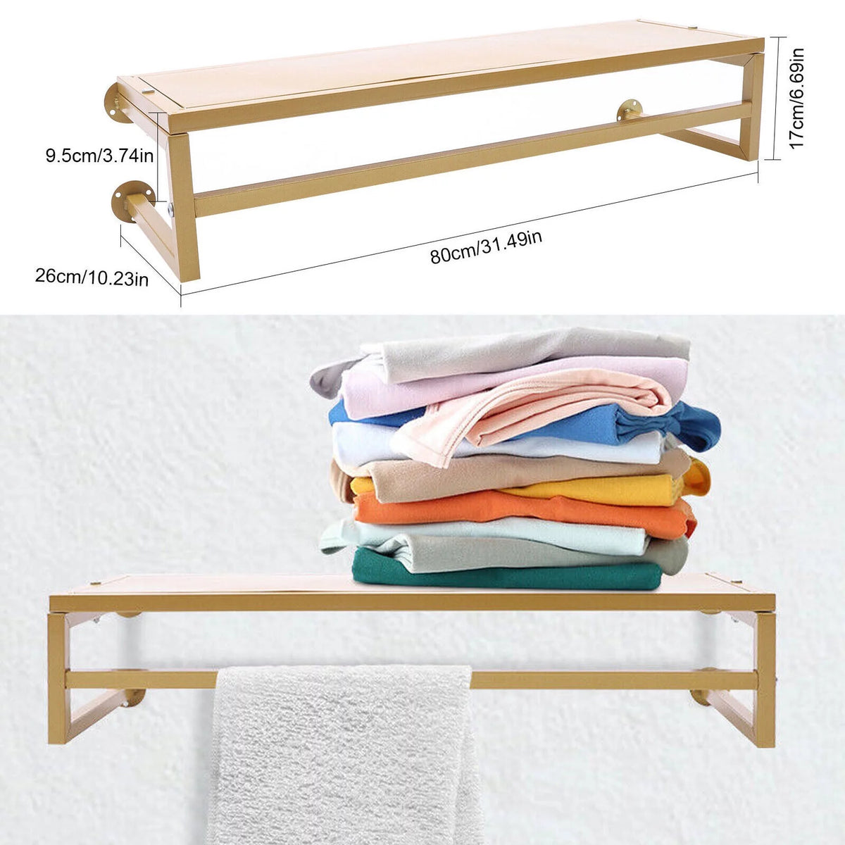 Gold Vintage Wall Mounted Clothes Rod Rack Z5772