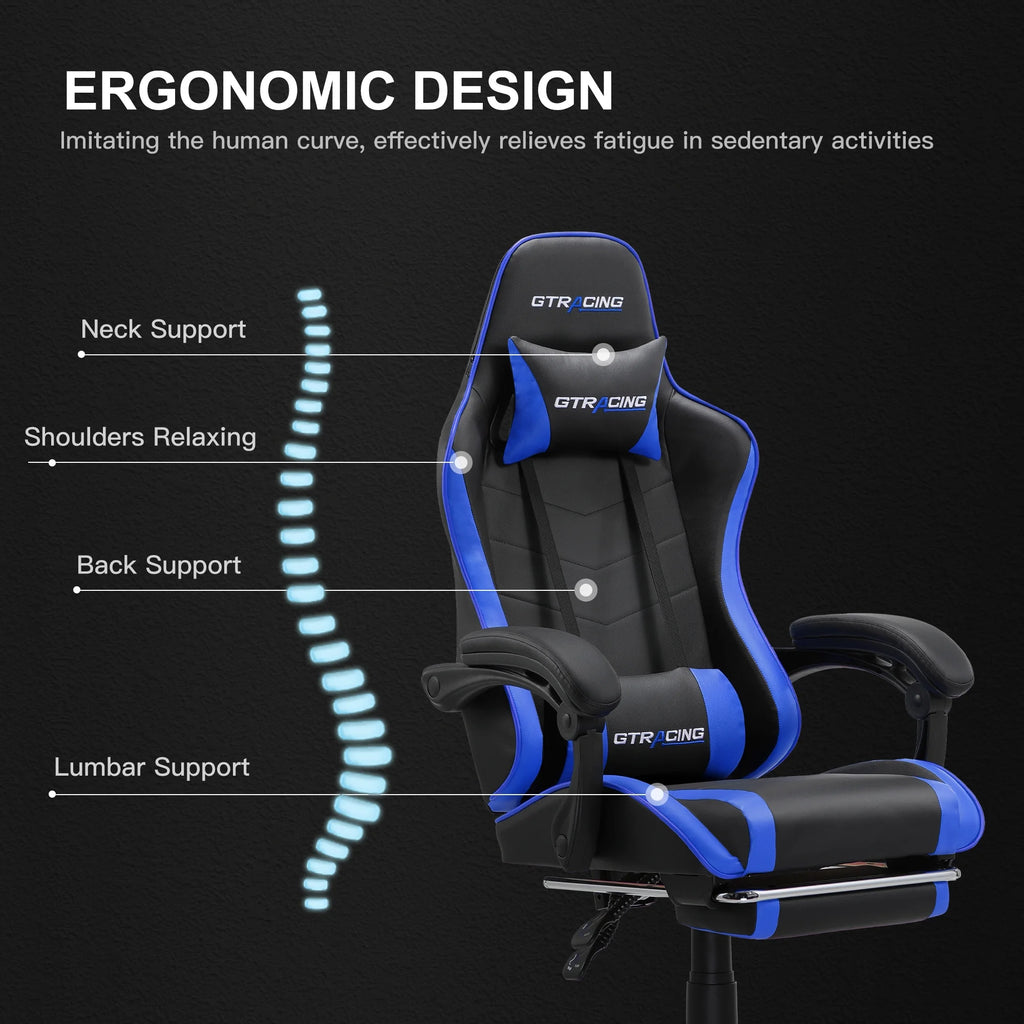 White Height Adjustable Reclining Gaming Chair with Footrest G28599