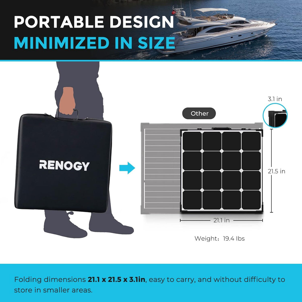 100W 12V Monocrystalline Portable Foldable Solar Panel Suitcase F486