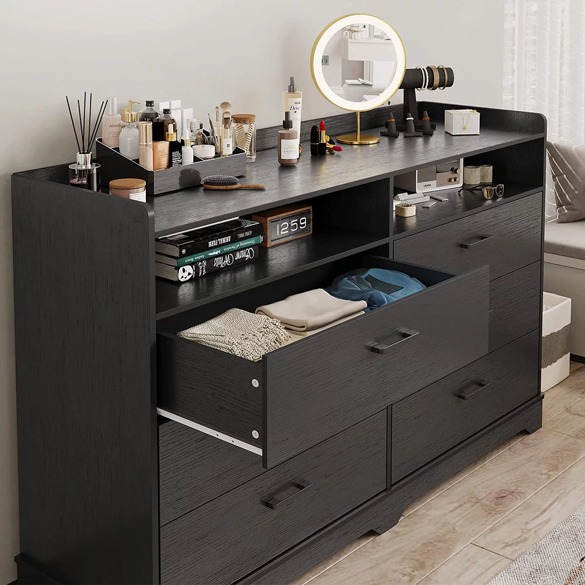 Black 6 Drawer Dresser A170151