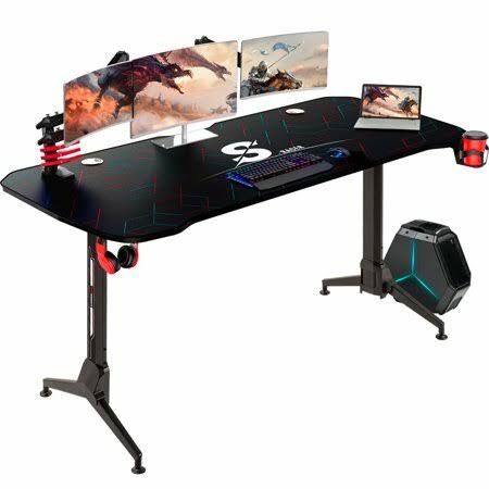 Black 63 inch Gaming Desk with Adjustable Height G384