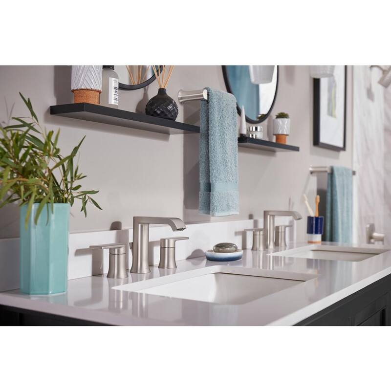 8 in. Widespread Double Handle Bathroom Faucet with Drain Kit Brushed Nickel 2-Pack F4716