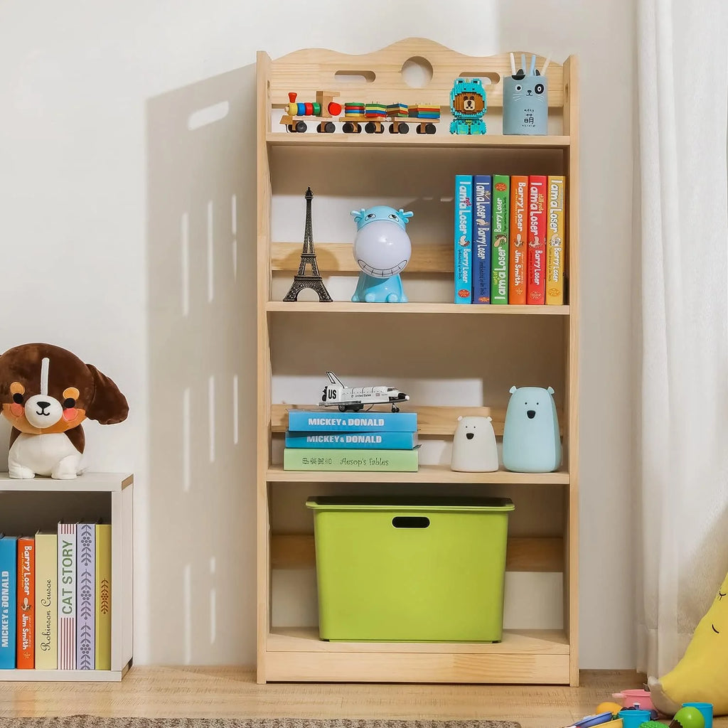Natural 4 Tier Solid Wood Bookcase F10116