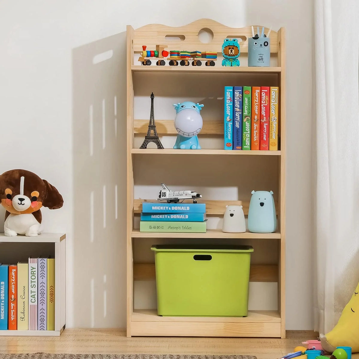 Natural 4 Tier Solid Wood Bookcase F10116