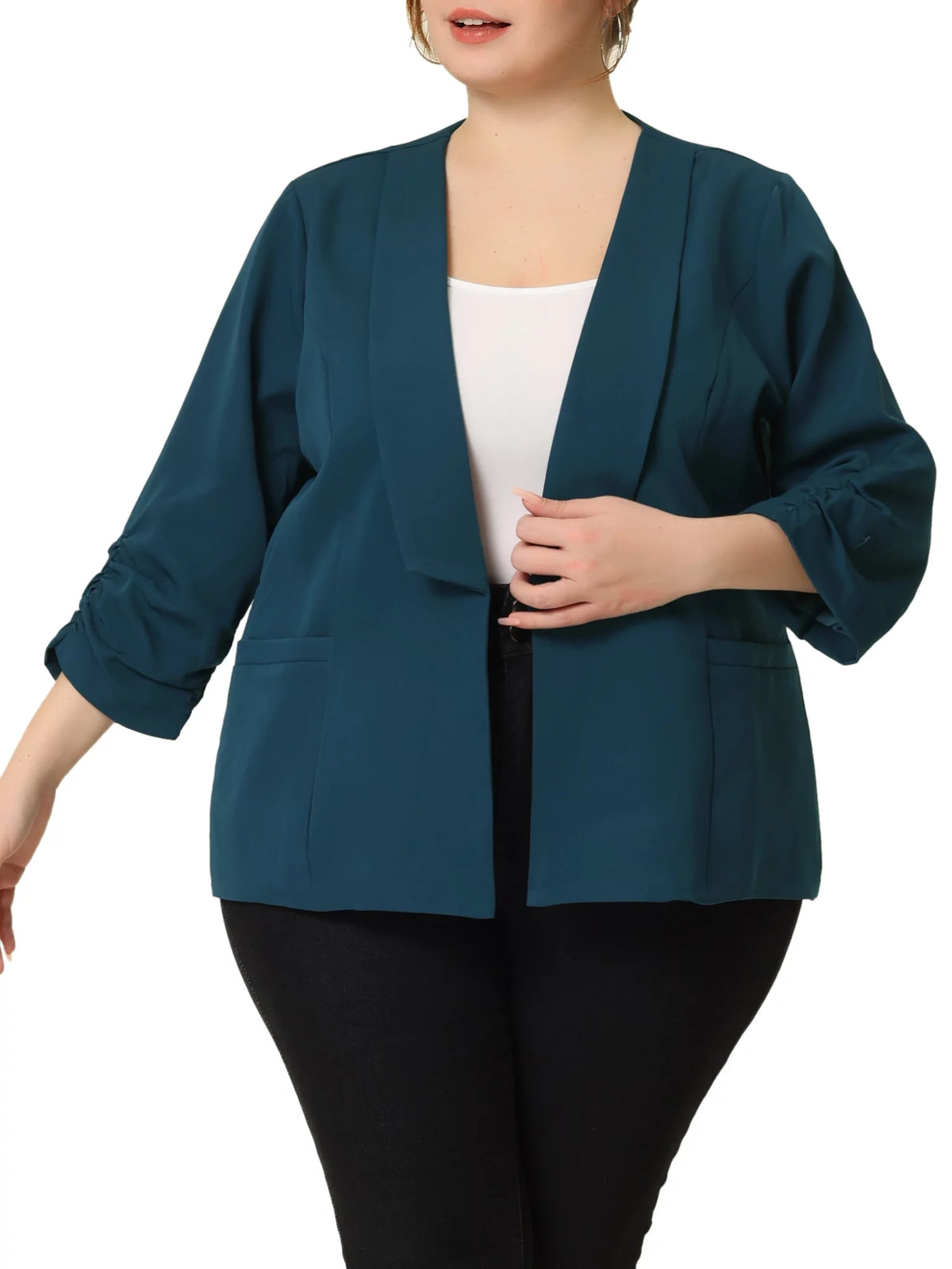 Plus Size 3/4 Sleeves Boyfriend Blazer N502