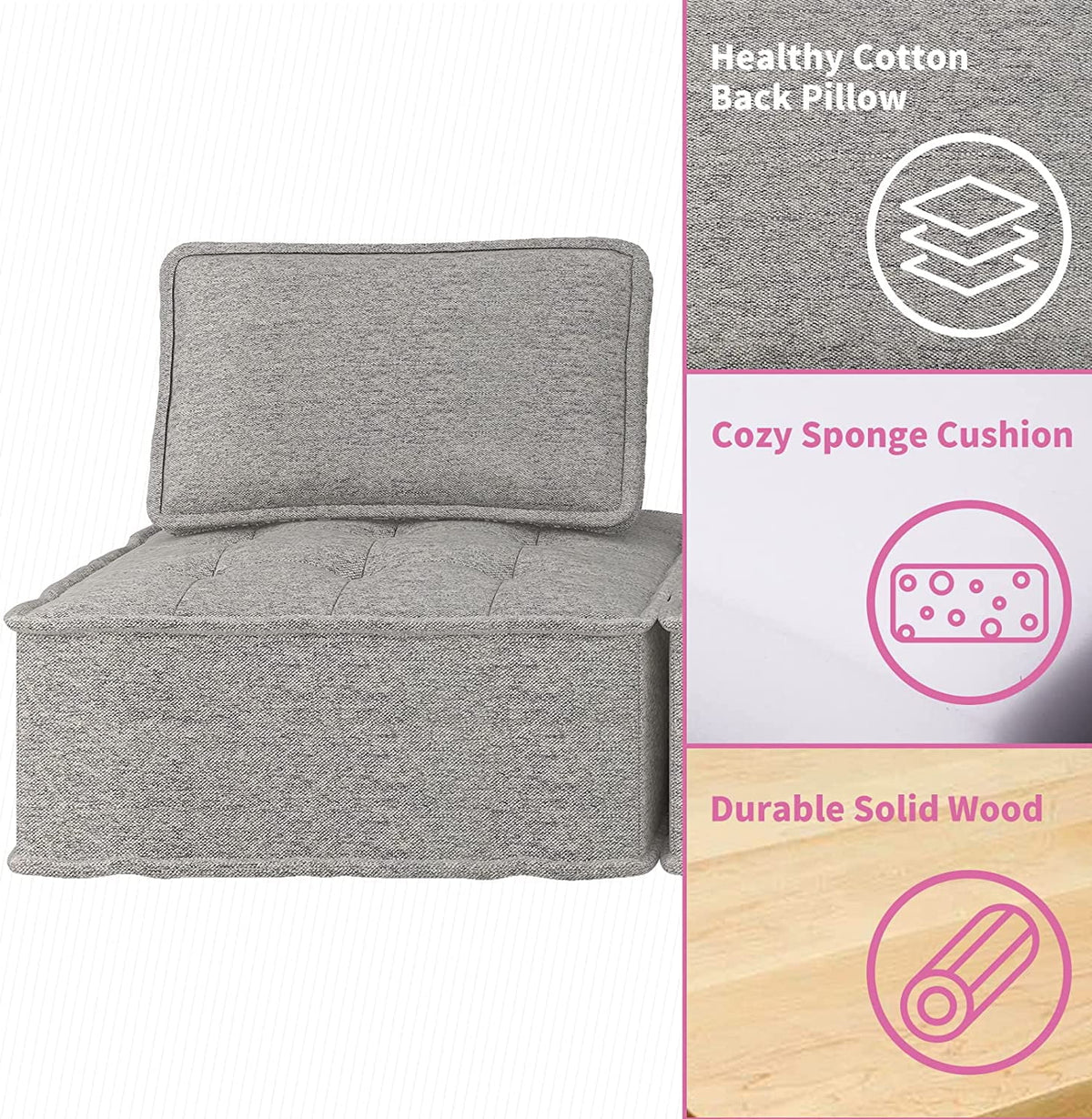 Light Grey 3 Seater Modular Sectional Sofa S265892