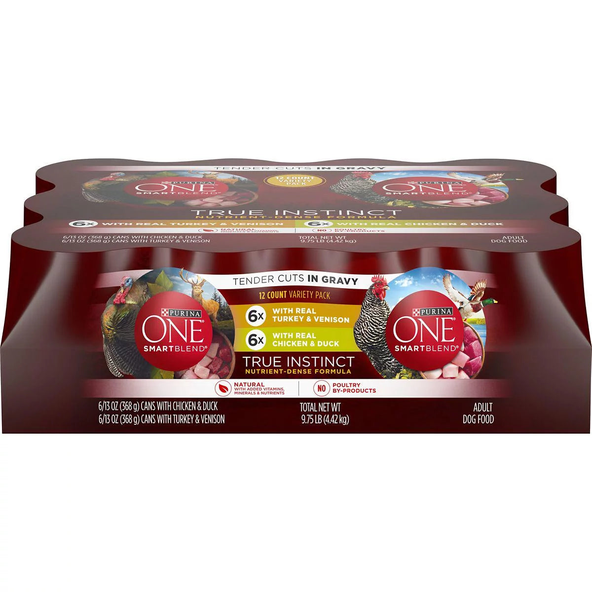 Turkey Venison Chicken Duck Cuts in Gravy Wet Dog Food 13 oz Pack of 12 N4502