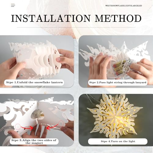 3Pcs Christmas Paper Snowflake Lanterns with Lights & Banner K245109