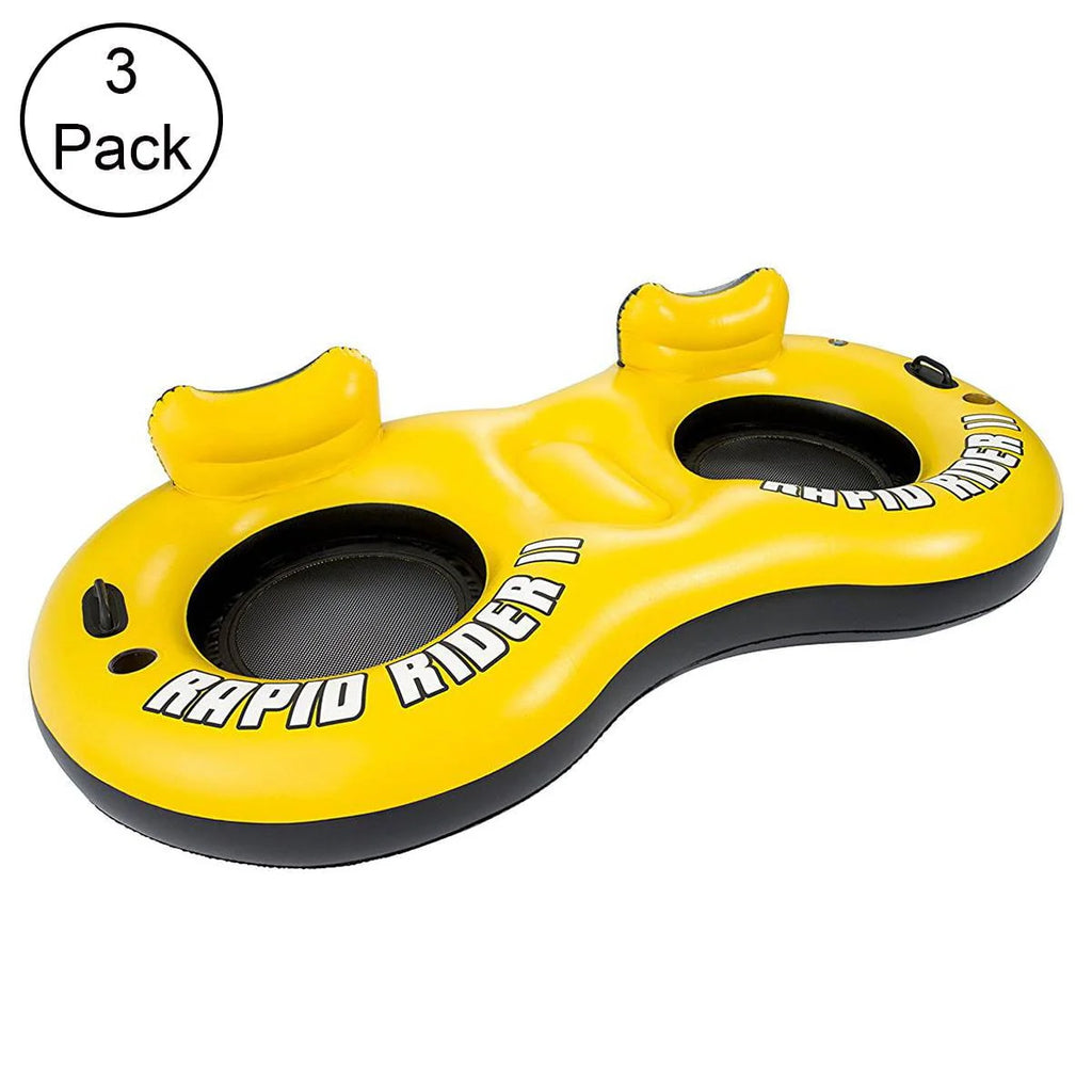 Inflatable 2 Person River Raft with Cup Holders 3 Pack I845