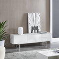 White TV Console with Soft-Close Doors L637936