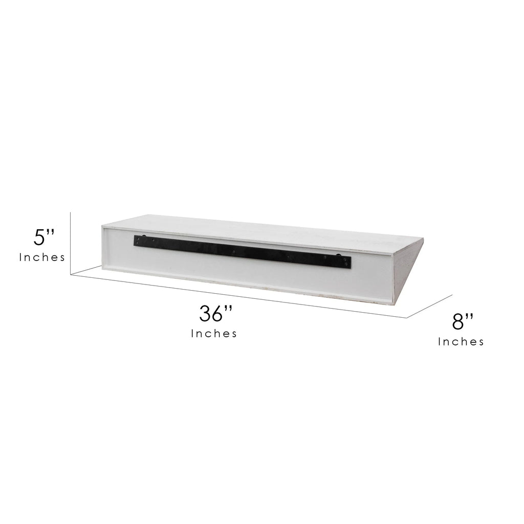 White Wood Floating Wall Mount Shelf C67446