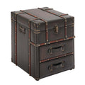 Leather And Wood Trunk Side Table X572506