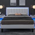 Queen Size LED Upholstered Platform Bed Frame P247729