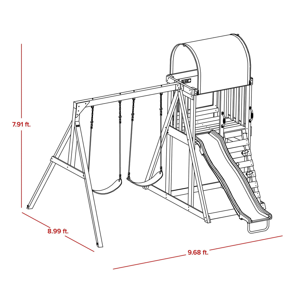 Wooden Swing Set with Double A-Frame and Slide N790489