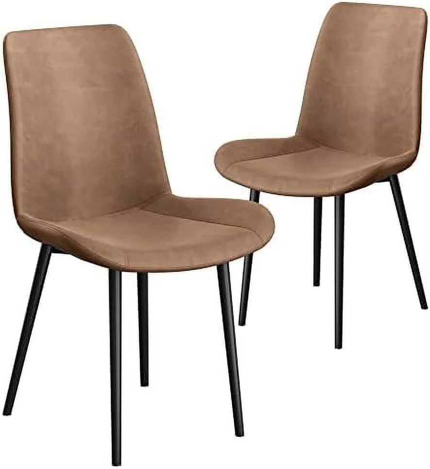 Faux Leather Dining Chairs Set of 2 with Metal Legs R21558