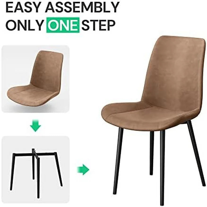 Faux Leather Dining Chairs Set of 2 with Metal Legs R21558