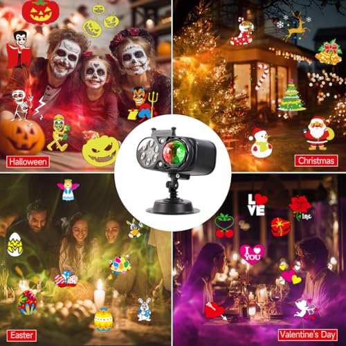 Halloween Christmas Projector Lights with Remote Control Timers 2-in-1 3D Ocean Wave Projection Light R8365
