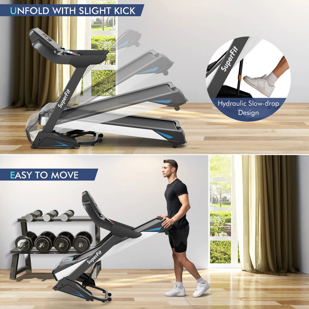Folding Treadmill with Auto Incline LED Screen T2765