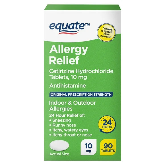 24 Hour Allergy Cetirizine Hydrochloride Tablets 10 mg 90 Count A9597