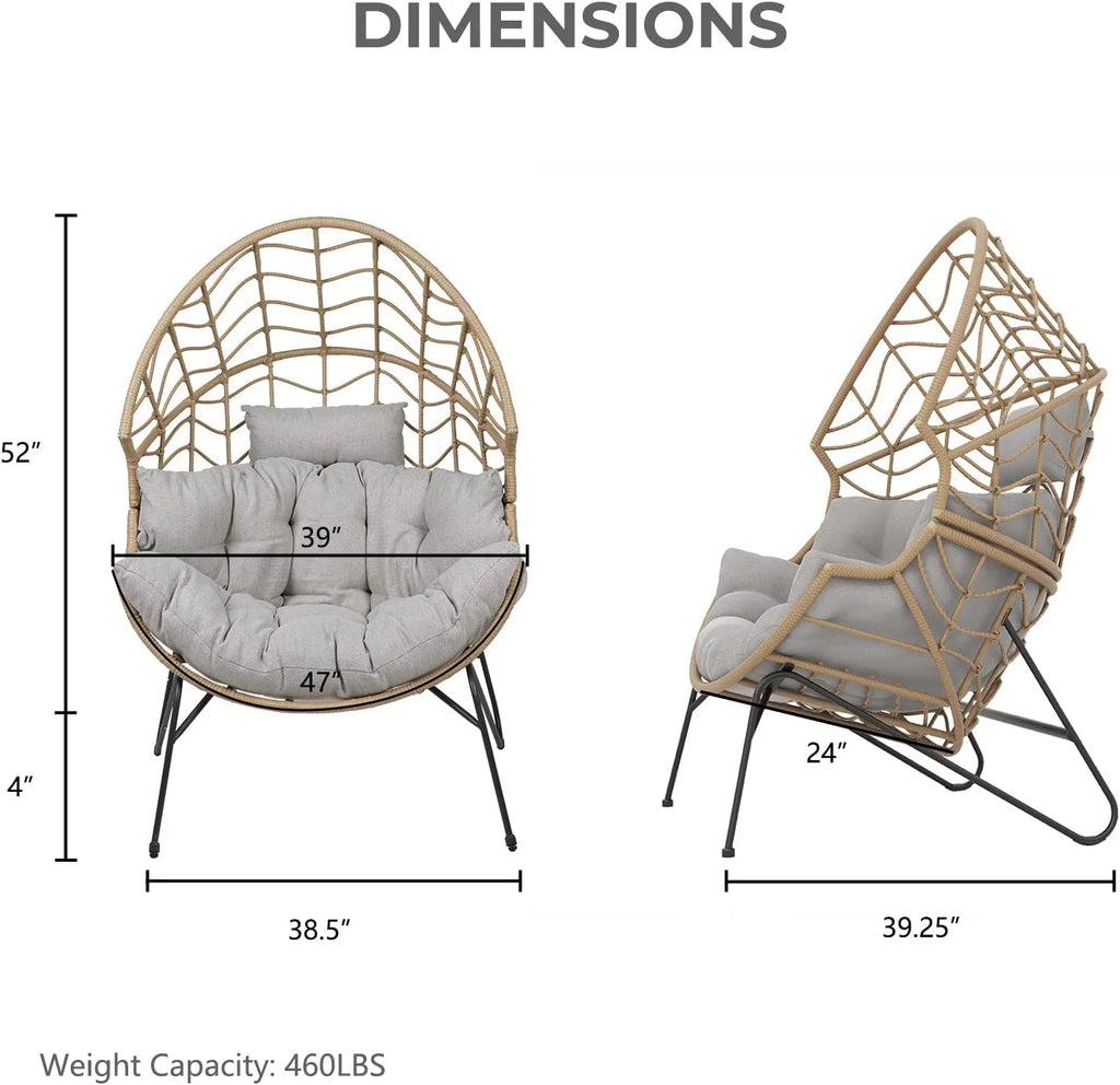 Oversized Wicker Egg Chair with Stand and Cushion D2135