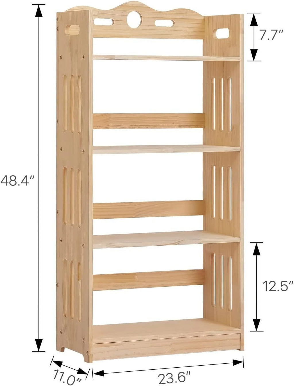 Natural 4 Tier Solid Wood Bookcase F10116