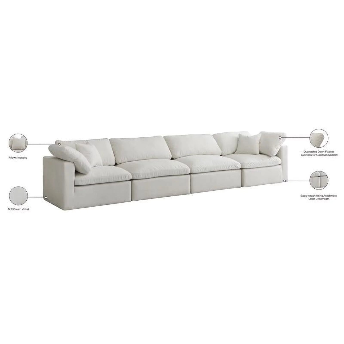 Cream Velvet Modular Sofa J692663