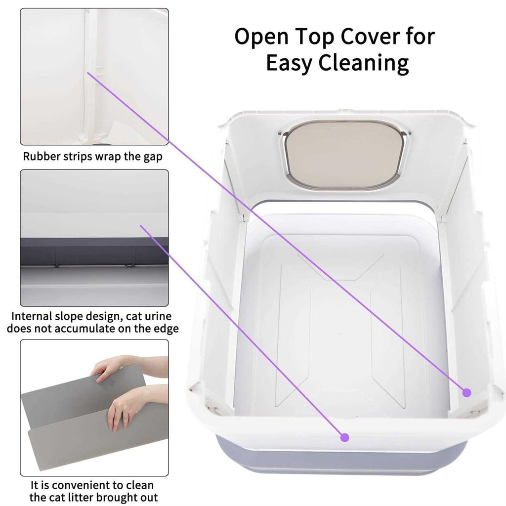 Large Top Entry Anti-Splashing Cat Litter Box with Lid V8269